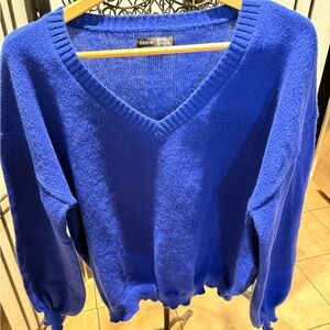 SHEIN Royal Blue V-Neck Sweater